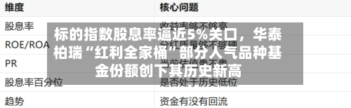 标的指数股息率逼近5%关口，华泰柏瑞“红利全家桶”部分人气品种基金份额创下其历史新高-第2张图片