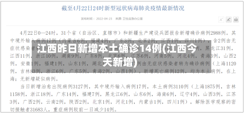 江西昨日新增本土确诊14例(江西今天新增)