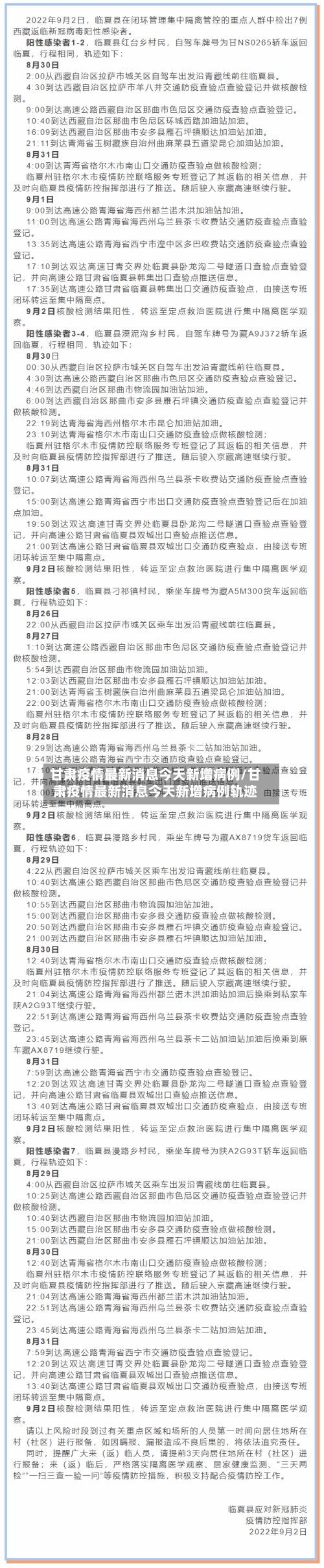 甘肃疫情最新消息今天新增病例/甘肃疫情最新消息今天新增病例轨迹