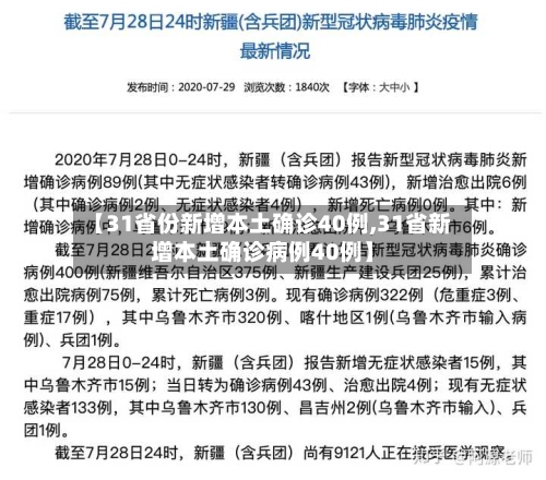【31省份新增本土确诊40例,31省新增本土确诊病例40例】