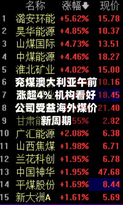 兖煤澳大利亚午前涨超4% 机构看好公司受益海外煤价新周期-第2张图片