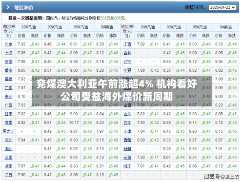 兖煤澳大利亚午前涨超4% 机构看好公司受益海外煤价新周期