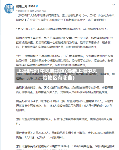 上海新增1中风险地区(最新上海中风险地区有哪些)