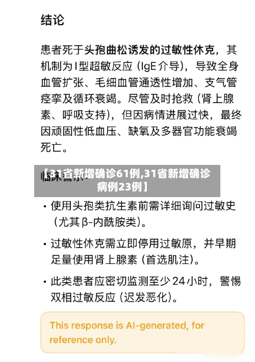 【31省新增确诊61例,31省新增确诊病例23例】