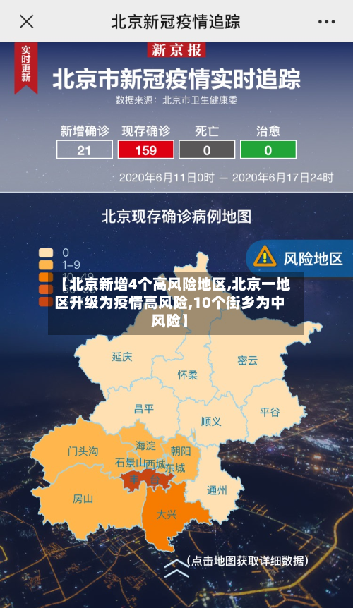 【北京新增4个高风险地区,北京一地区升级为疫情高风险,10个街乡为中风险】